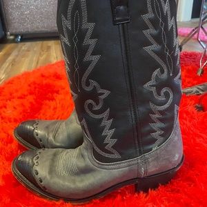 Laredo Mens Flagstaff Wingtip Black Gray Western Boots Size 10 Pointed Toe